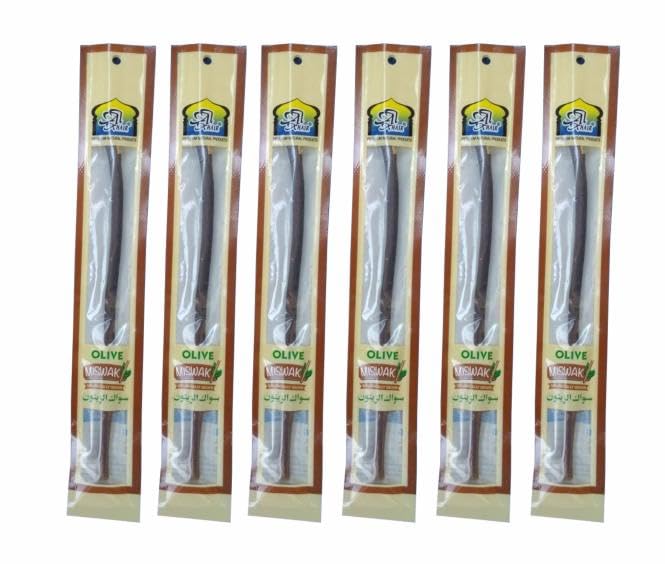 Natural Fresh Moist Vacuum-Packed Olive Miswak (6 Sticks) - Tooth and Gum Care (Natural Flavor) (6)